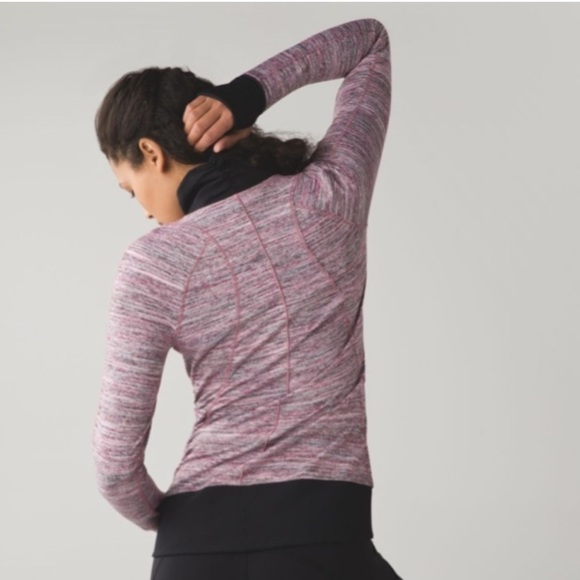 Lululemon Runderful 1/2 Zip Space Dye Camo Berry Rumble Multi Black Size 4 - Picture 2 of 7